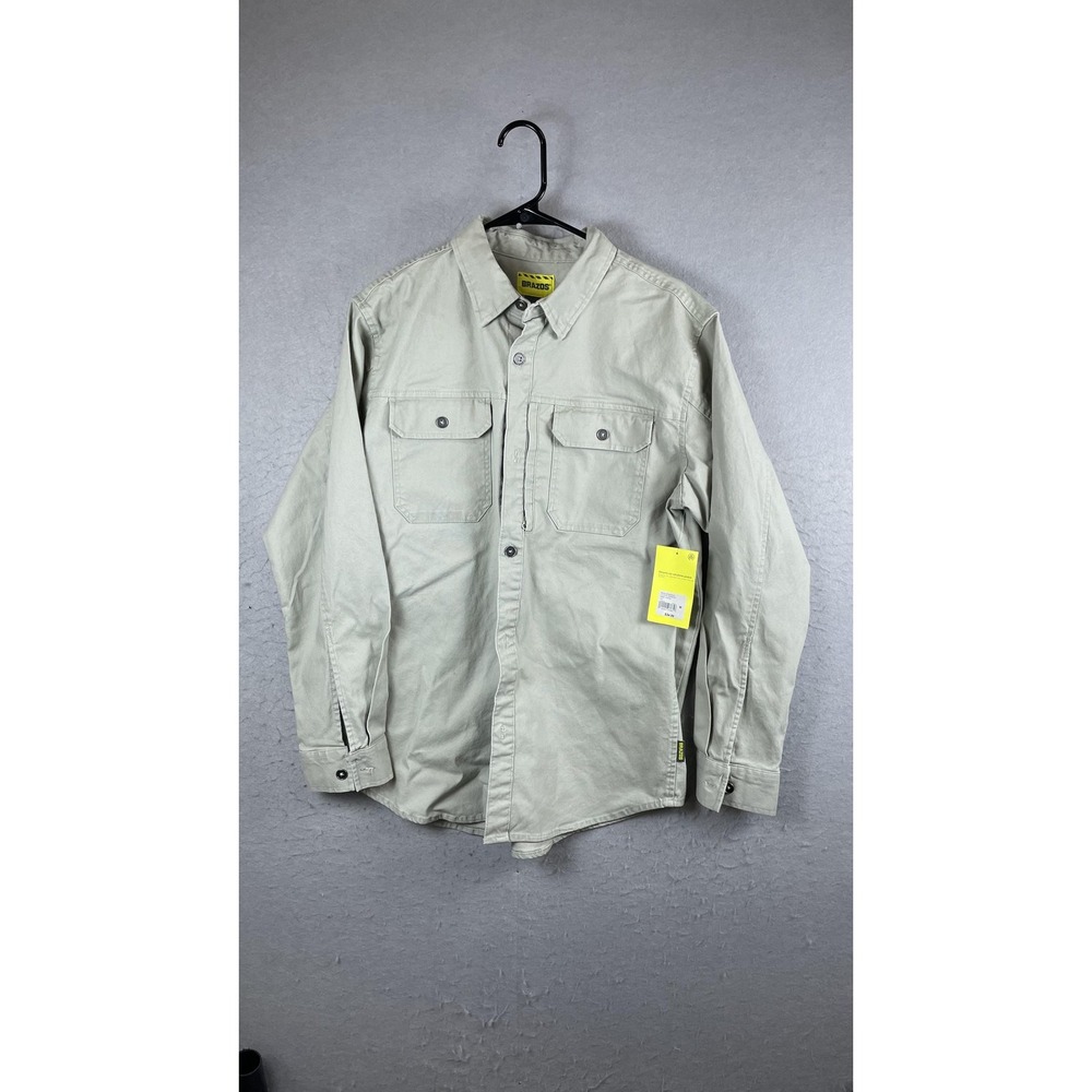 Brazos Shirt Mens Medium Beige‎ Workwear Long Sleeve Button Front Overshirt